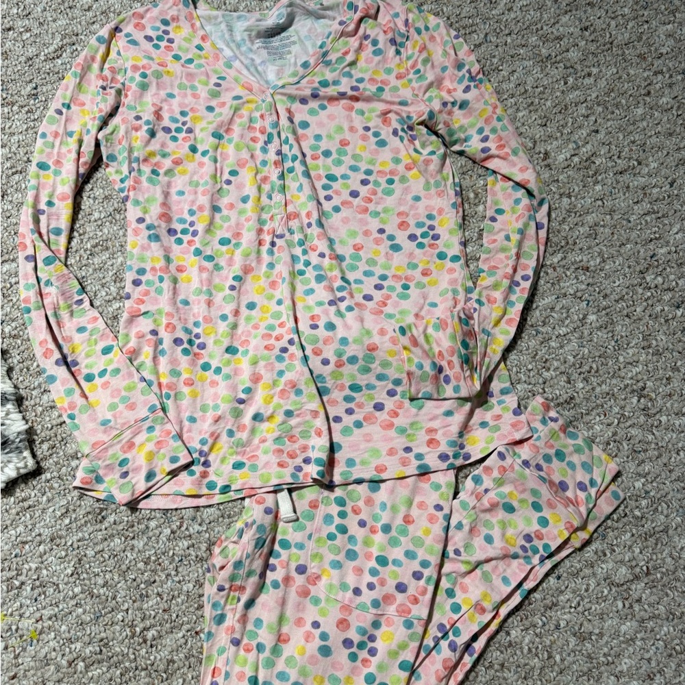 Posh peanut women's bamboo sleepwear pajama set multicolor dot pattern sz small